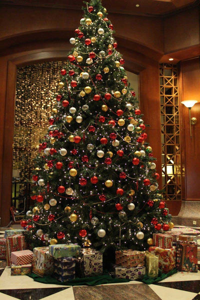 Complete Tree with Ornaments and Stand
